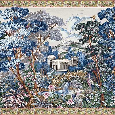 Tapestry wallpaper in Blue by Coordonne