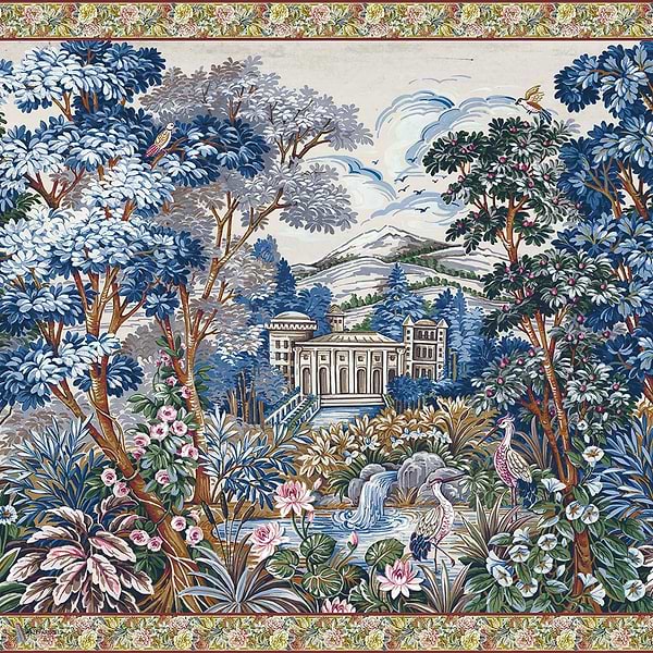 Tapestry wallpaper in Blue by Coordonne