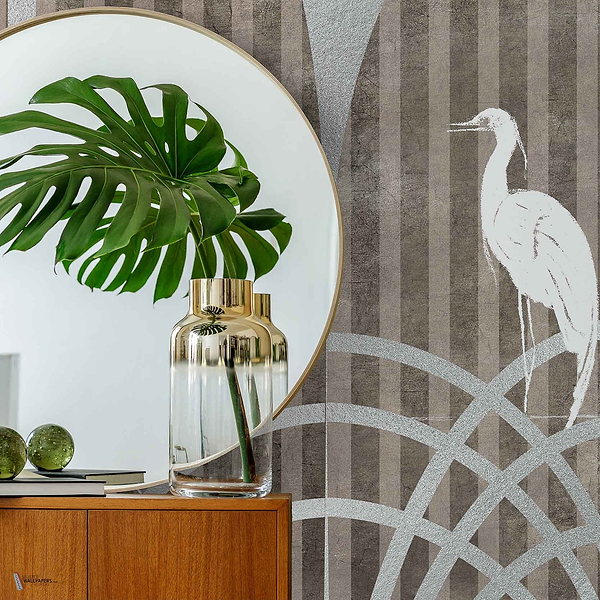 Tassel Metallics wallpaper in Silver by Coordonne — interior