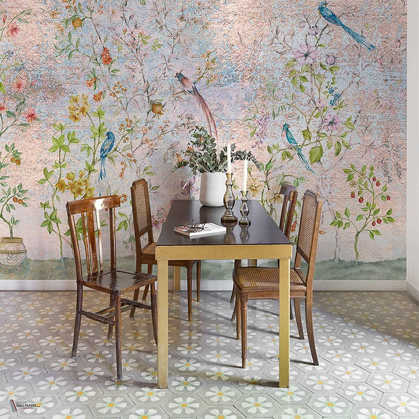 Tea Garden Tapete in Gold von Coordonne — Interieur