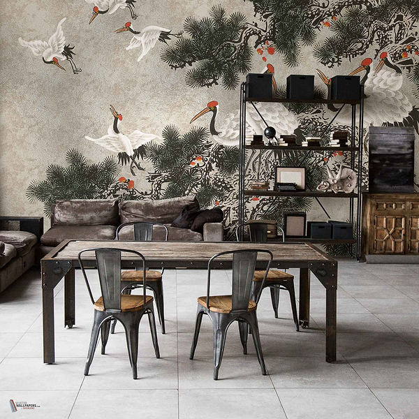 Ukiyo Metallics wallpaper in Silver by Coordonne — interior