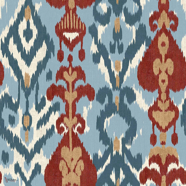 Uzbek wallpaper in Blue by Coordonne