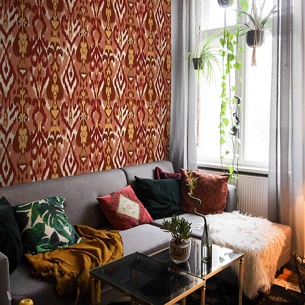 Uzbek wallpaper in Clay by Coordonne — interior