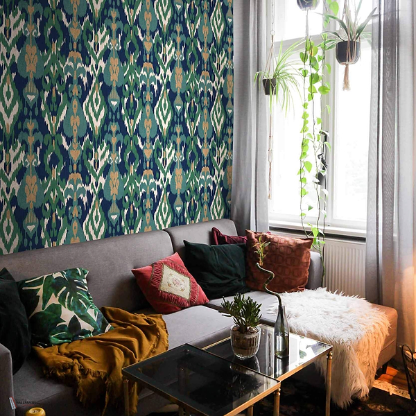 Uzbek wallpaper in Green by Coordonne