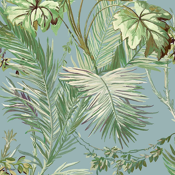 Vegetable wallpaper in Blue by Coordonne