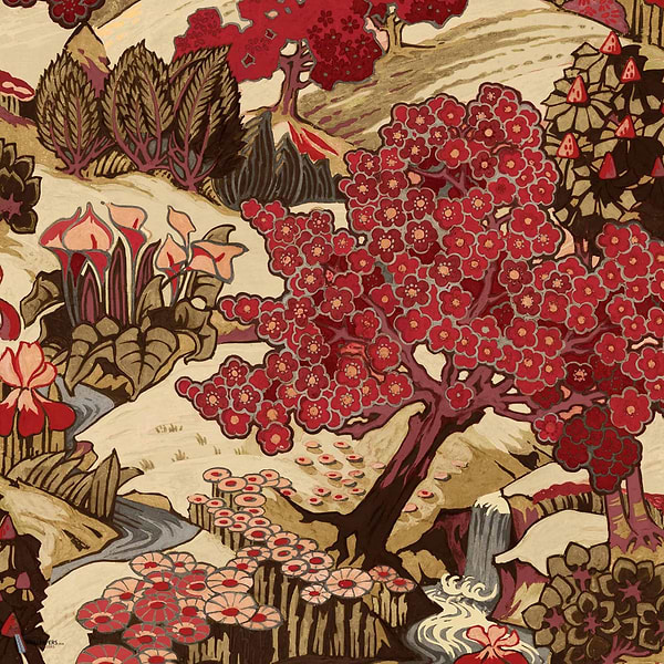Yu Garden wallpaper in Ruby by Coordonne