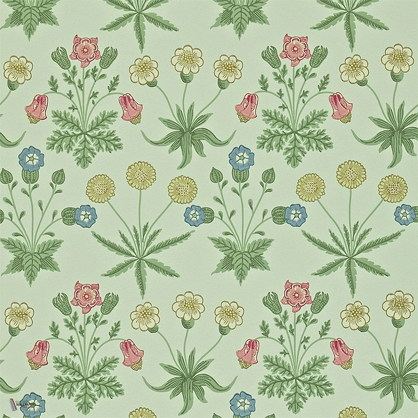 Daisy Tapete in Green/Rose van Morris & Co