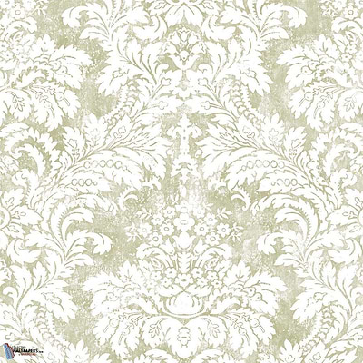 Damask wallpaper in Vanilla Custard van Texam