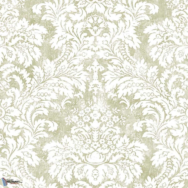 Damask wallpaper in Vanilla Custard van Texam