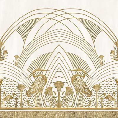 Éléphantine wallpaper in Blanc/Doré by Casamance