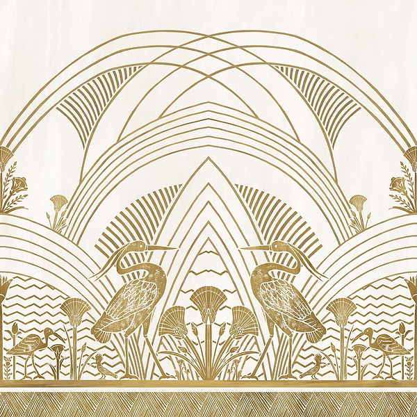 Éléphantine wallpaper in Blanc/Doré by Casamance