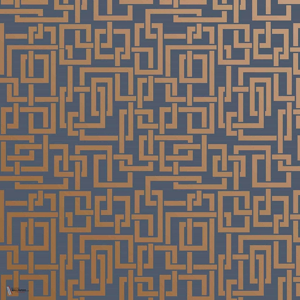 Enigma wallpaper in Blue Gold van Farrow & Ball