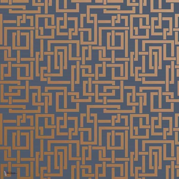 Enigma wallpaper in Blue Gold van Farrow & Ball