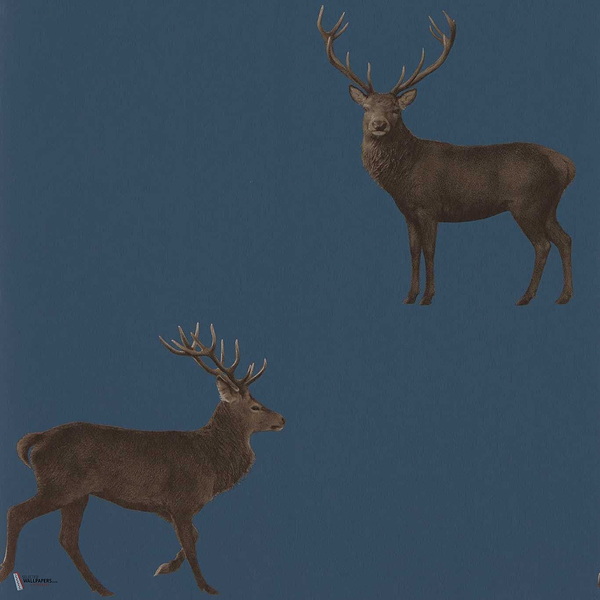 Evesham Deer wallpaper in Indigo van Sanderson