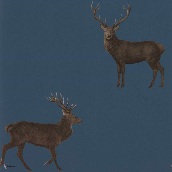Evesham Deer wallpaper in Indigo van Sanderson