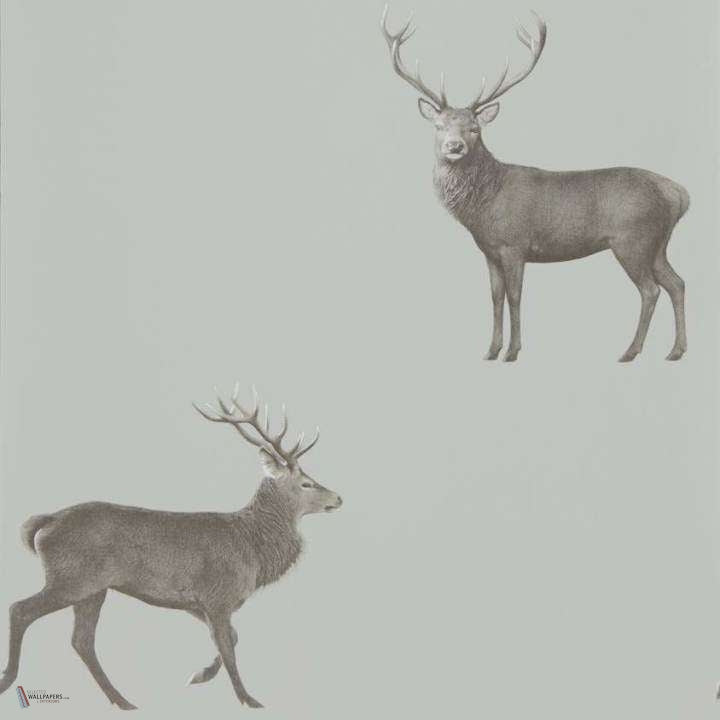 Evesham Deer wallpaper in Silver Grey van Sanderson