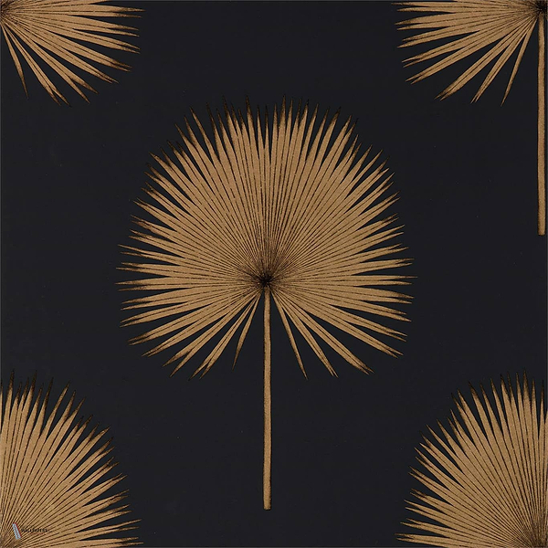Fan Palm Tapete in Charcoal/Gold van Sanderson