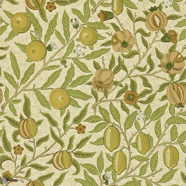 Fruit wallpaper in Lime Green/Tan van Morris & Co