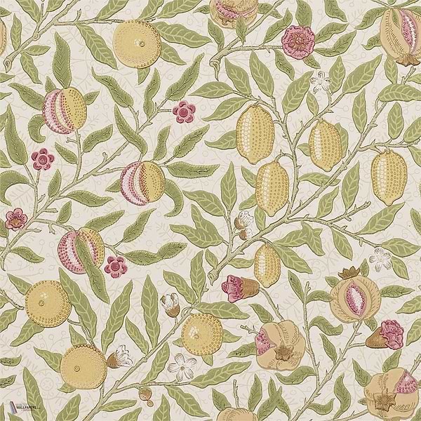 Fruit W/P Tapete in Limestone/Artichoke van Morris & Co