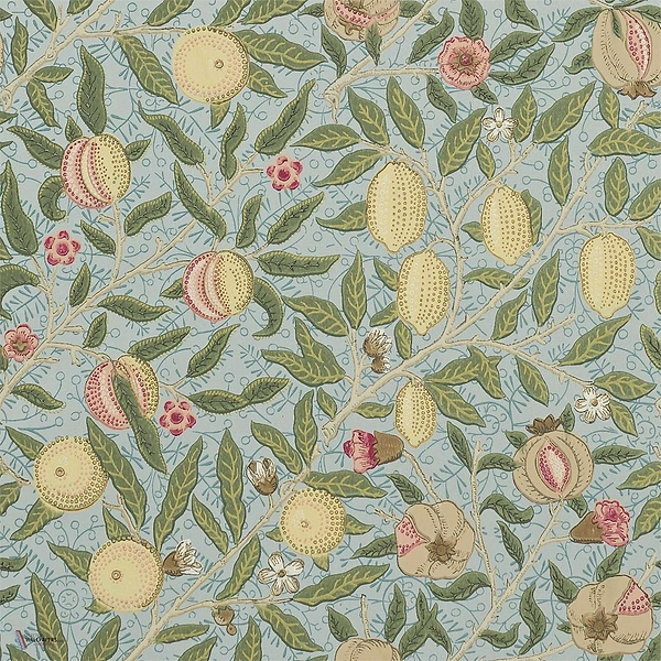 Fruit W/P Tapete in Slate/Thyme van Morris & Co
