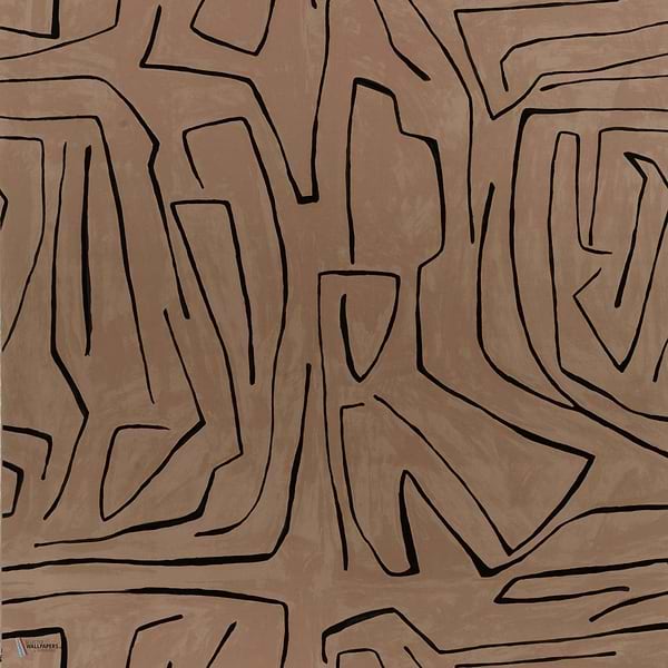 Graffito wallpaper in Sand/Black van Kelly Wearstler