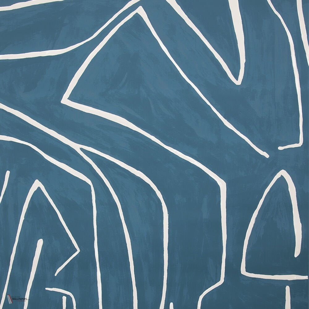 Graffito wallpaper in Teal/Pearl van Kelly Wearstler