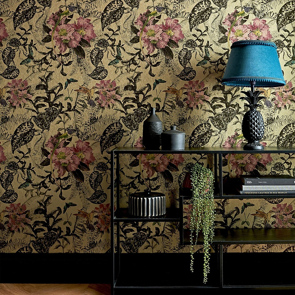 Hedgerow wallpaper in Bracken by 1838 wallcoverings