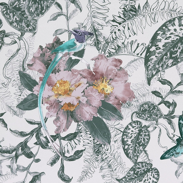 Hedgerow wallpaper in Chamomile by 1838 wallcoverings