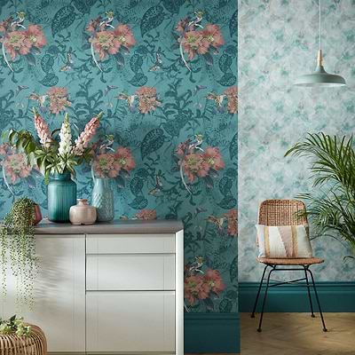 Hedgerow wallpaper in Mineral by 1838 wallcoverings