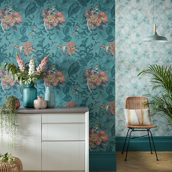 Hedgerow wallpaper in Mineral by 1838 wallcoverings