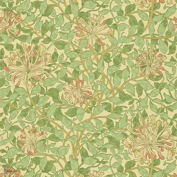 Honeysuckle Tapete in Green/Beige/Pink van Morris & Co