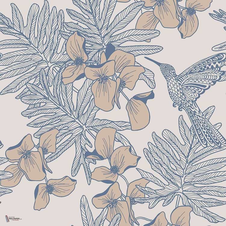 Hummingbird wallpaper in Lagoon van 1838 wallcoverings