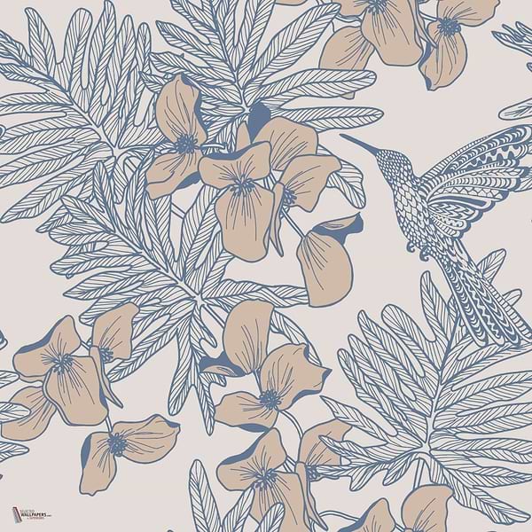 Hummingbird wallpaper in Lagoon van 1838 wallcoverings