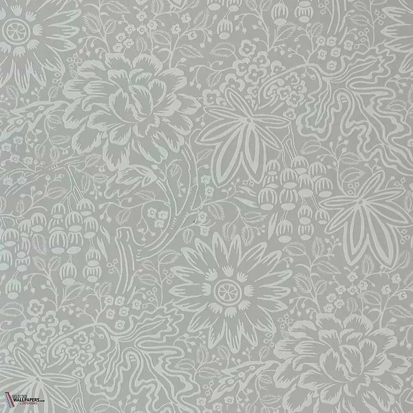 Peony Garden wallpaper-1838 wallcoverings-Pewter grey-Roll-Selected Wallpapers-Interiors