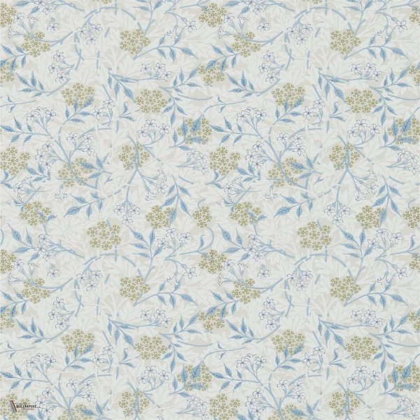 Jasmine wallpaper in Ecru/Woad van Morris & Co
