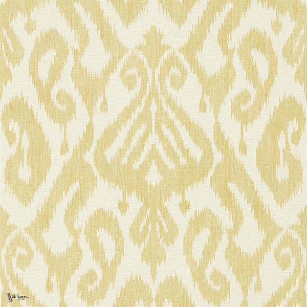 Kasuri wallpaper in Caraway van Sanderson