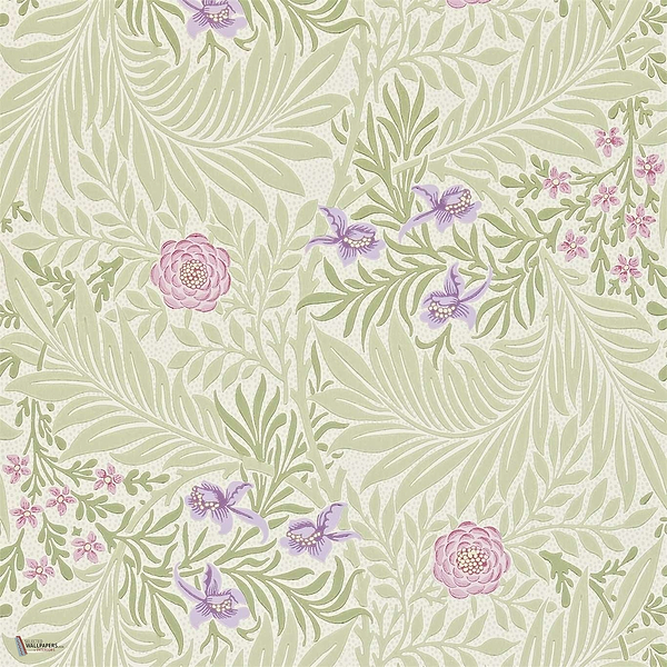 Larkspur Tapete in Olive/Lilac van Morris & Co