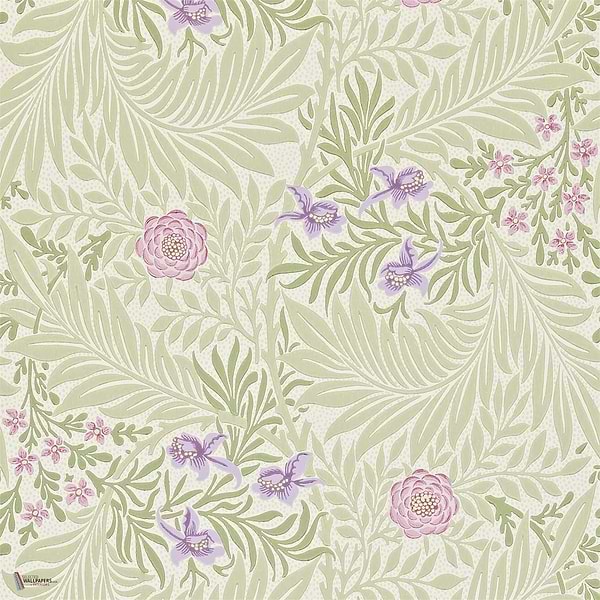 Larkspur Tapete in Olive/Lilac van Morris & Co