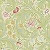 Leicester wallpaper in Green/Coral van Morris & Co