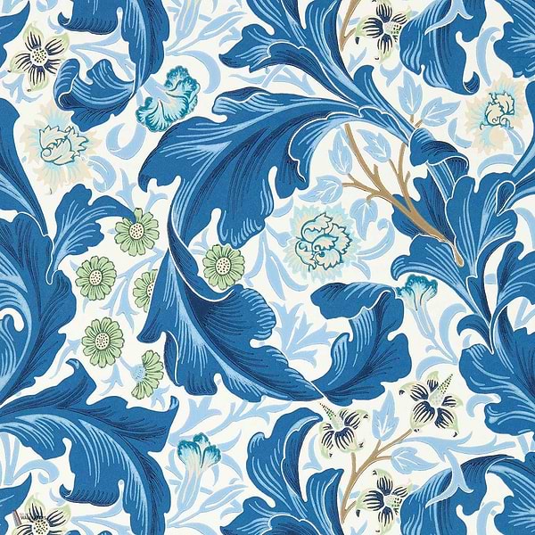 Leicester wallpaper in Paradise Blue van Morris & Co