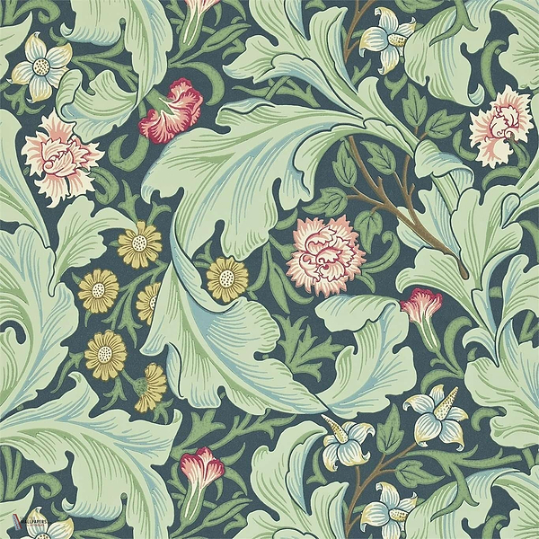 Leicester wallpaper in Woad/Sage van Morris & Co