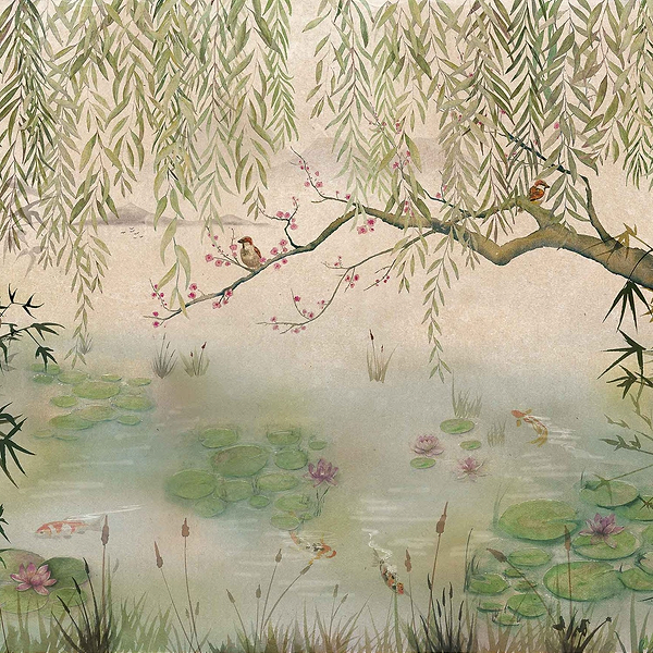 Lotus wallpaper in Aloe by Coordonne