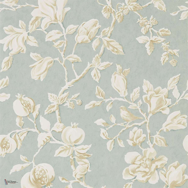Magnolia & Pomegranate Tapete in Blue/Parchment van Sanderson