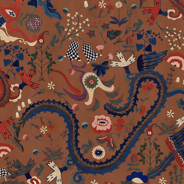 Dragon Flower Tapete in Gloden Brown von Mind the Gap