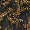 Palm House wallpaper in Charcoal/Gold van Sanderson
