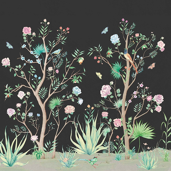 Peonies wallpaper in Coal by Coordonne