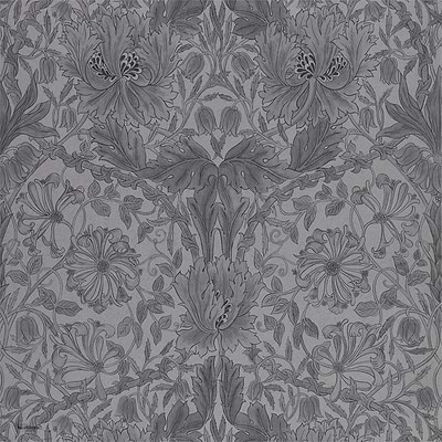 Pure Honeysuckle & Tulip wallpaper in Black Ink van Morris & Co