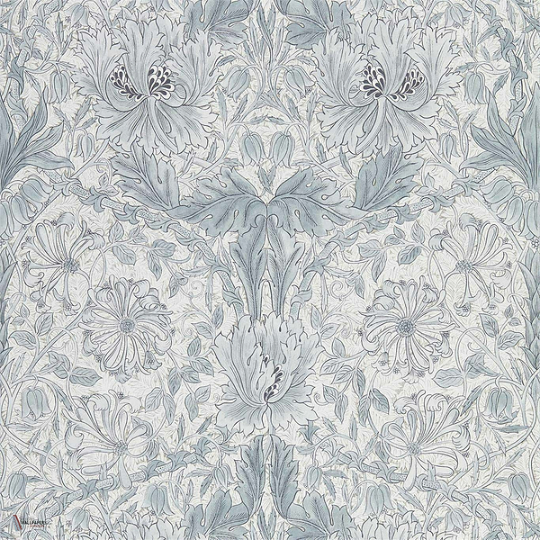 Pure Honeysuckle & Tulip wallpaper in Cloud Grey van Morris & Co