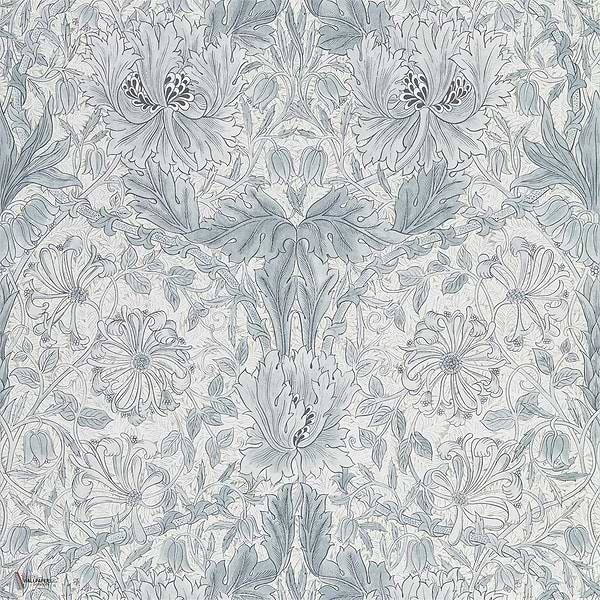 Pure Honeysuckle & Tulip wallpaper in Cloud Grey van Morris & Co