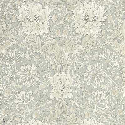 Pure Honeysuckle & Tulip wallpaper in Grey Blue van Morris & Co